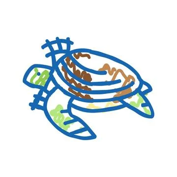 Turtle in plastic net icon doodle illustration Illustrazione stock