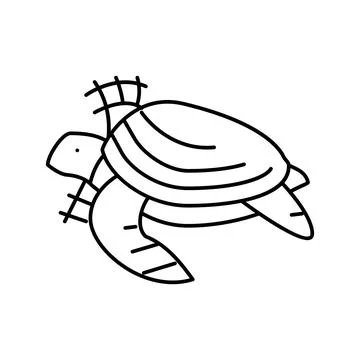 Turtle in plastic net line icon vector illustration 스톡 일러스트