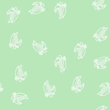 Turtle in plastic net line seamless pattern Stock Illustration