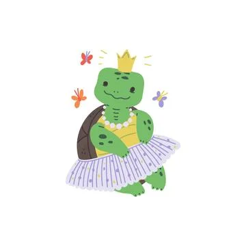 Turtle princess in tutu vector illustration Stock Illustration