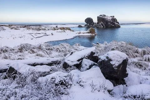 Turtle rock with snow Stock Photos