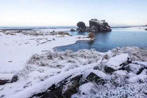 Turtle rock with snow Foto stock