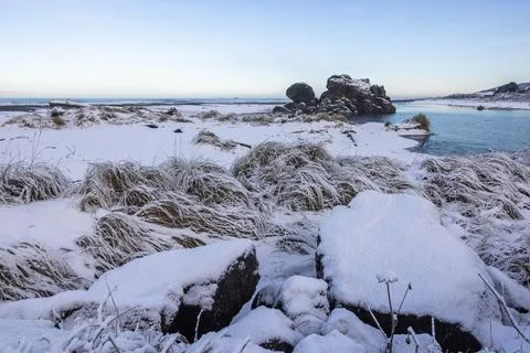 Turtle rock with snow Stock Photos