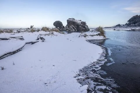 Turtle rock with snow Stock Photos