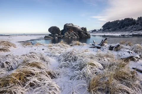 Turtle rock with snow Stock Photos
