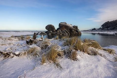 Turtle rock with snow Stock Photos