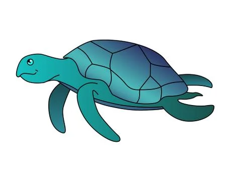 Turtle. Sea turtle is swimming - vector full-color picture in cartoon style Stockillustratie