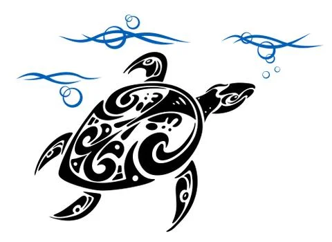 Turtle in sea water Illustrazione stock