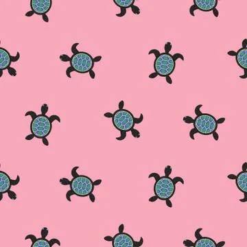 Turtle seamless vector pattern. Illustrazione stock