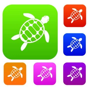 Turtle set color collection Ilustración de archivo