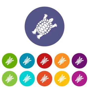 Turtle set icons 스톡 일러스트