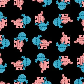 Turtle sex pattern seamless. Tortoise intercourse background. Reptile ornamen Illustrazione stock