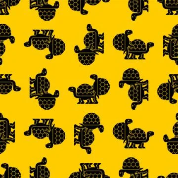 Turtle sex pattern seamless. Tortoise intercourse background. Reptile ornamen 스톡 일러스트
