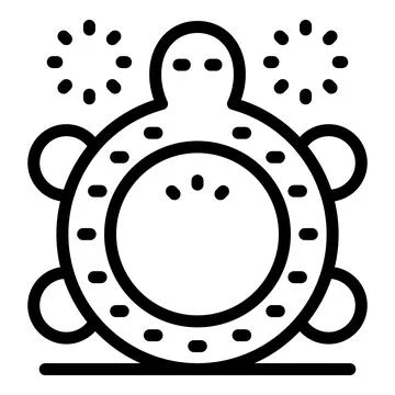 Turtle shape inflatable pool toy floating on water with sun shining Stock Illustration