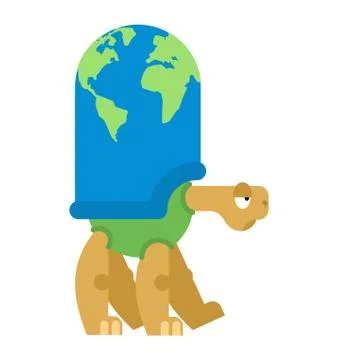 Turtle shell earth. Amphibian map of planet shell Stock Illustration