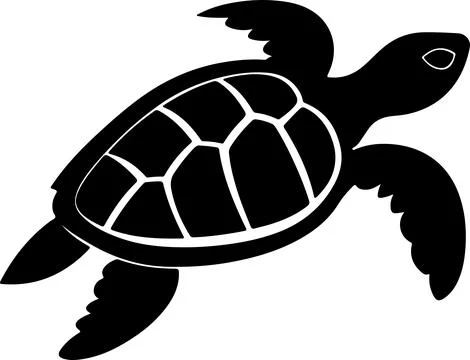 Turtle Silhouette Vector Illustration White Background Stock Illustration