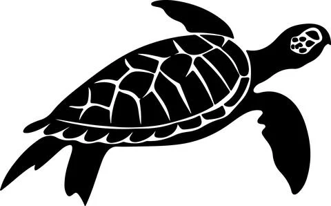 Turtle Silhouette Vector Illustration White Background Illustrazione stock