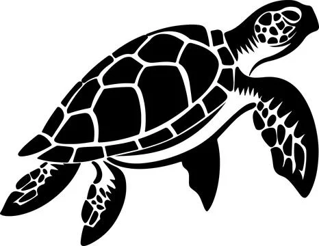 Turtle Silhouette Vector Illustration White Background 스톡 일러스트