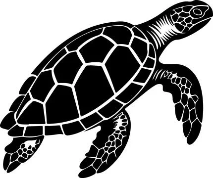 Turtle Silhouette Vector Illustration White Background Illustrazione stock