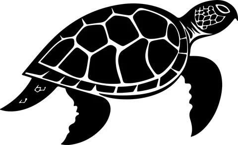 Turtle Silhouette Vector Illustration White Background Stock Illustration