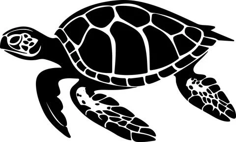 Turtle Silhouette Vector Illustration White Background Illustrazione stock