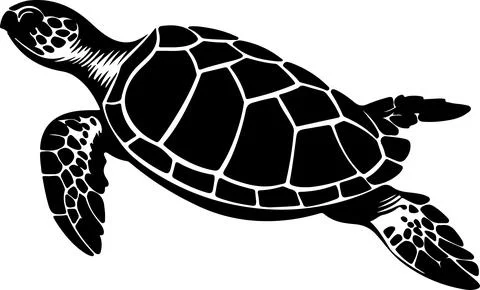 Turtle Silhouette Vector Illustration White Background Stock Illustration