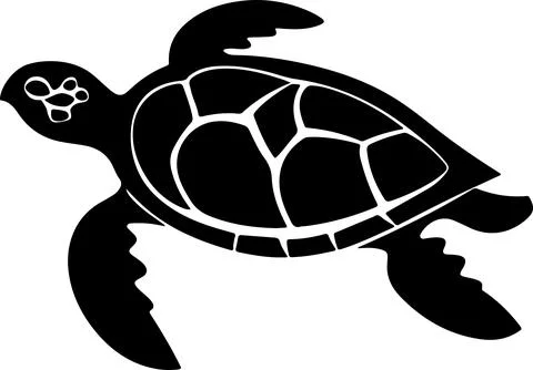 Turtle Silhouette Vector Illustration White Background Stock Illustration