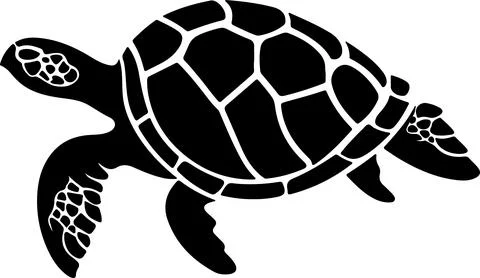 Turtle Silhouette Vector Illustration White Background Stock Illustration