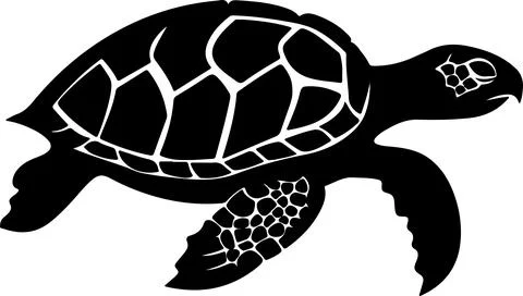 Turtle Silhouette Vector Illustration White Background Stock Illustration