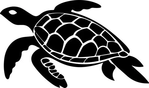 Turtle Silhouette Vector Illustration White Background Stock Illustration