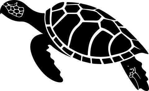Turtle Silhouette Vector Illustration White Background Stock Illustration