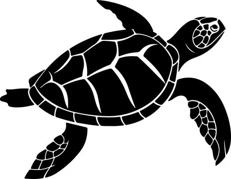 Turtle Silhouette Vector Illustration White Background Illustrazione stock