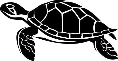 Turtle Silhouette Vector Illustration White Background Stock Illustration