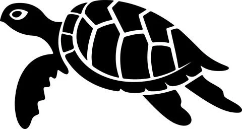 Turtle Silhouette Vector Illustration White Background Stock Illustration