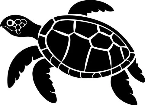 Turtle Silhouette Vector Illustration White Background Stock Illustration