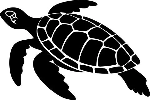 Turtle Silhouette Vector Illustration White Background Stock Illustration