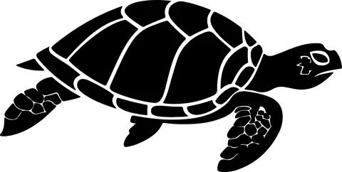 Turtle Silhouette Vector Illustration White Background Stock Illustration