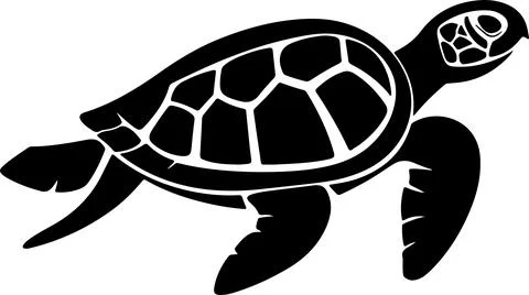 Turtle Silhouette Vector Illustration White Background Stock Illustration