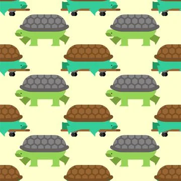 Turtle on skateboard pattern seamless. tortoise vector background Illustrazione stock