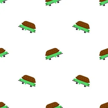 Turtle on skateboard pattern seamless. tortoise vector background 스톡 일러스트