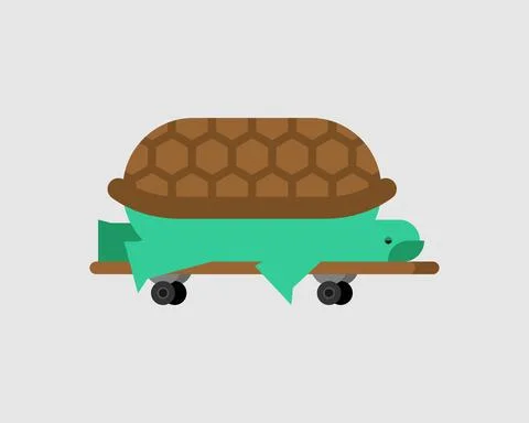 Turtle on skateboard. tortoise vector illustration. animal cartoon Illustrazione stock