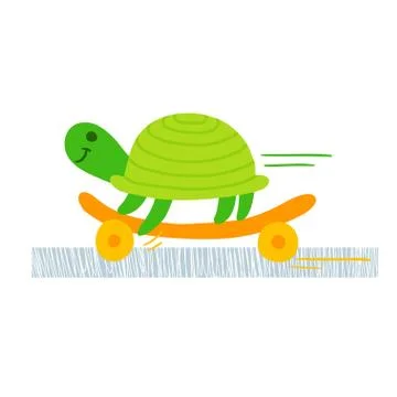 Turtle skateboarding vector illustration. Illustrazione stock