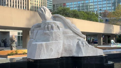 Turtle Stone Sculpture Nathan Phillips Square Stock Footage 289181776