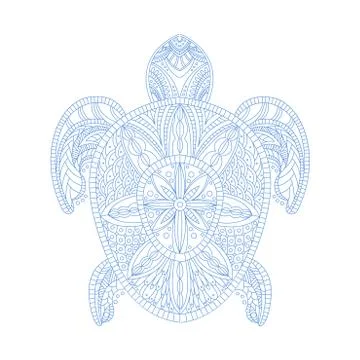 Turtle Stylised Doodle Zen Coloring Book Page Stock Illustration