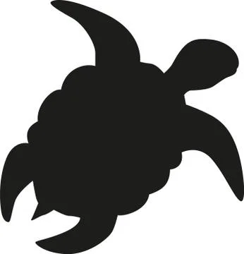 Turtle swimming silhouette Stock Illustration