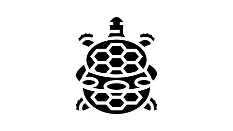 Turtle tangled plastic rings glyph icon animation Stock Footage 326139851