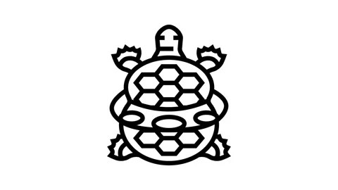 Turtle tangled plastic rings line icon animation Stock Footage 326121524