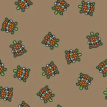 Turtle tangled plastic rings vector seamless pattern Stockillustratie