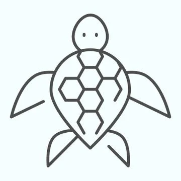 Turtle thin line icon. Ocean or sea kareta tortoise illustration isolated on Stock Illustration