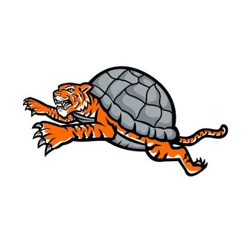Turtle Tiger Leaping Side Mascot Mascot icon illustration of head of a Tur... Stock Photos